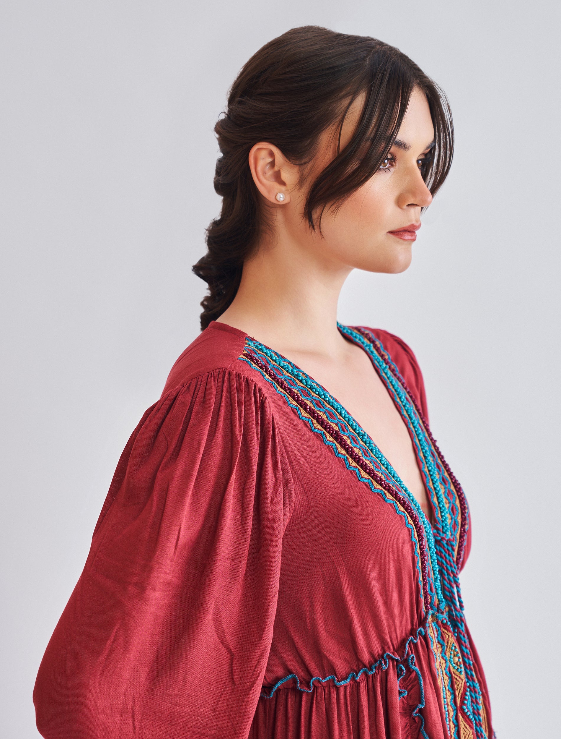 فستان ميرال عنابي