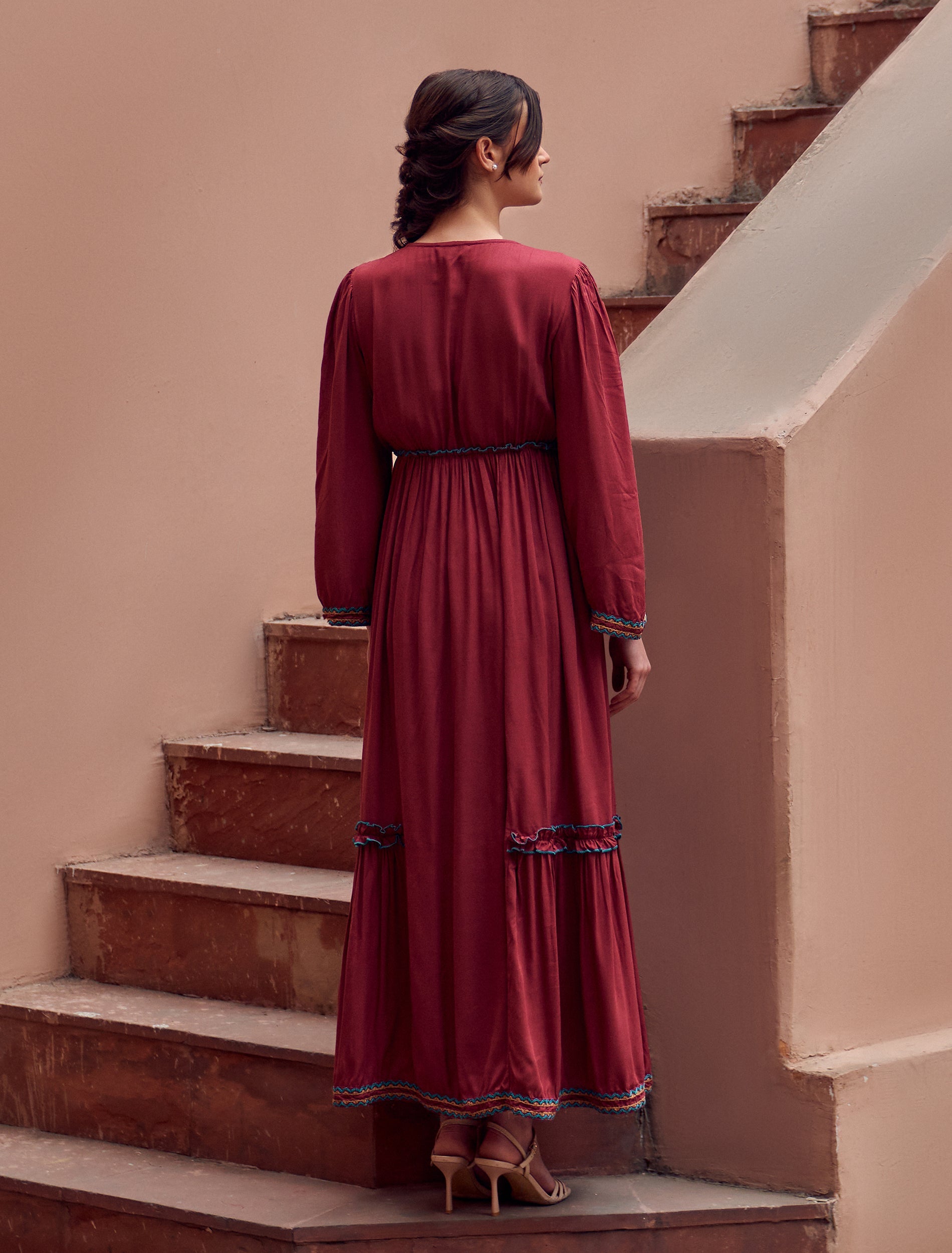 فستان ميرال عنابي