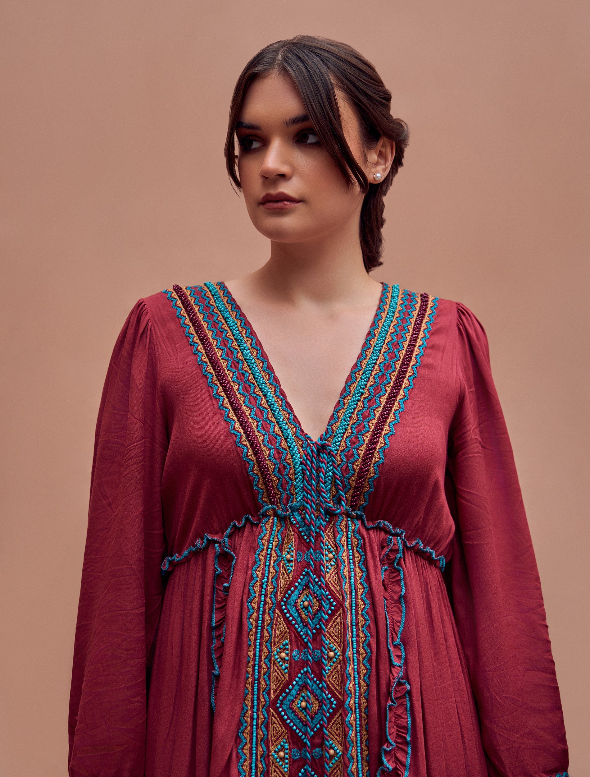 فستان ميرال عنابي