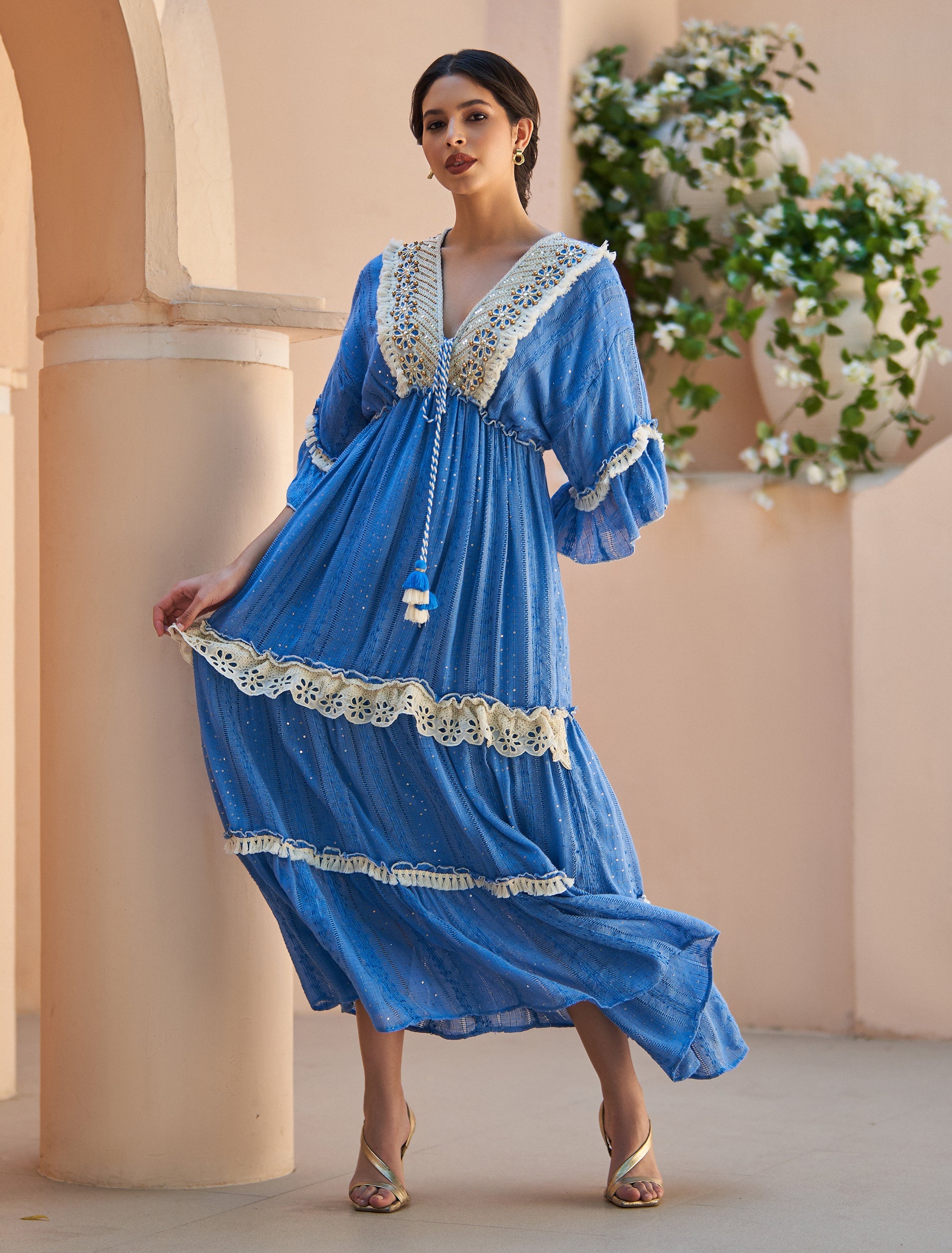 فستان جرس فيروزي