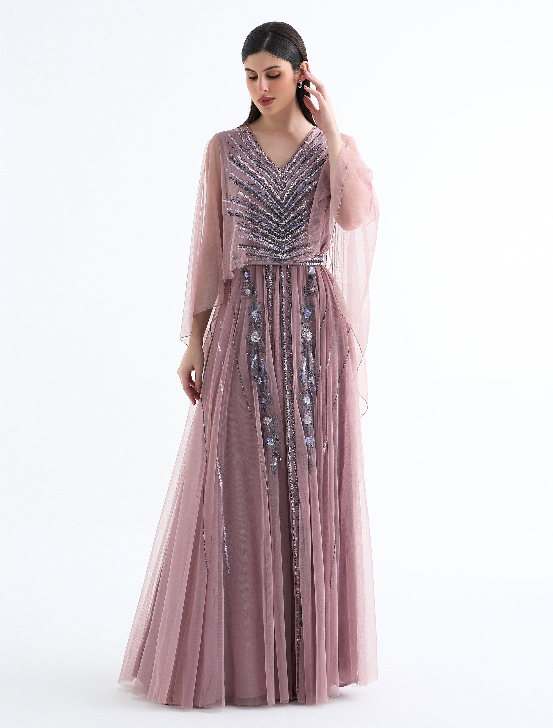 Shalky | Long Dress with Stunning Hand Embroidery for Evenings