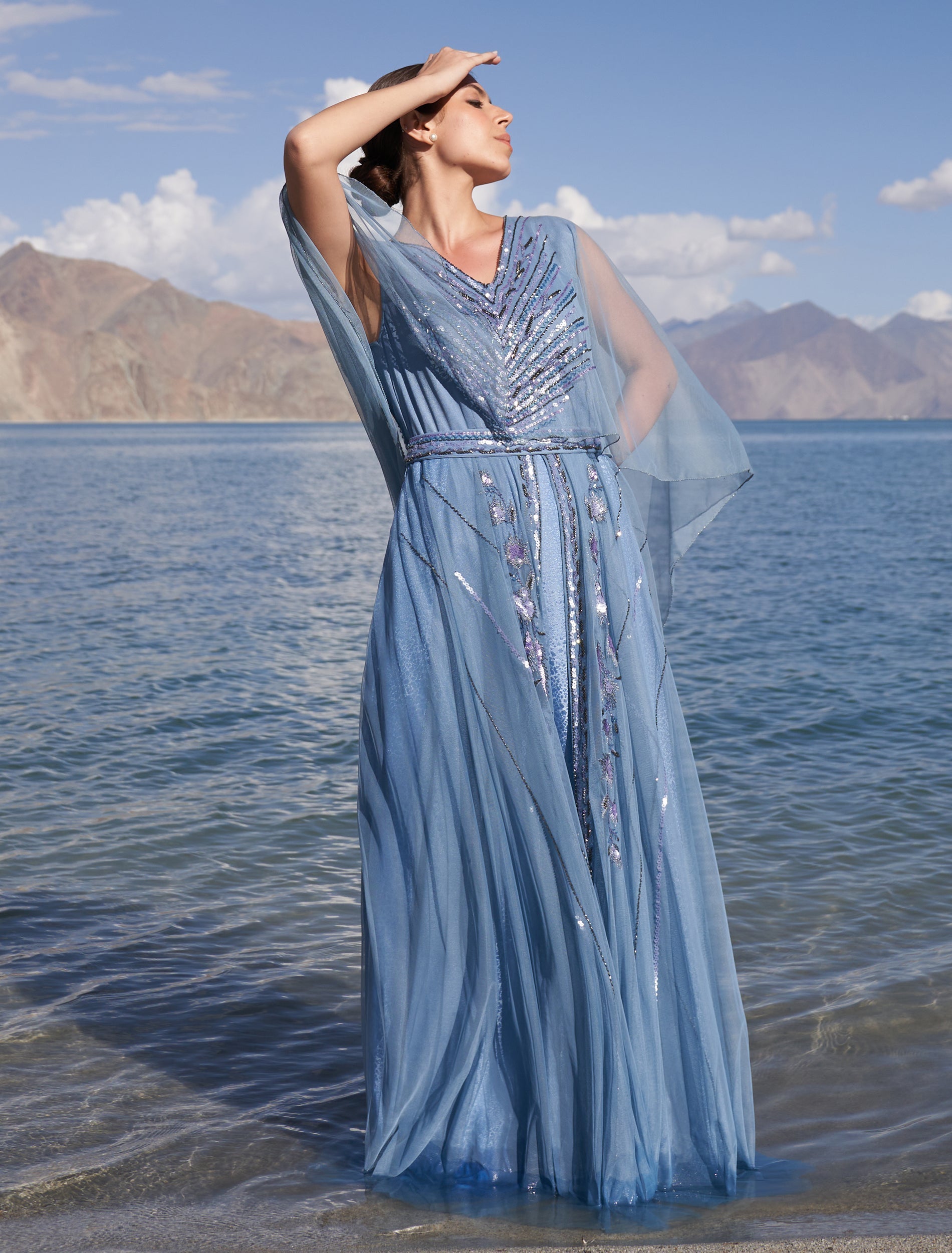 Shalky | Long Dress with Stunning Hand Embroidery for Evenings