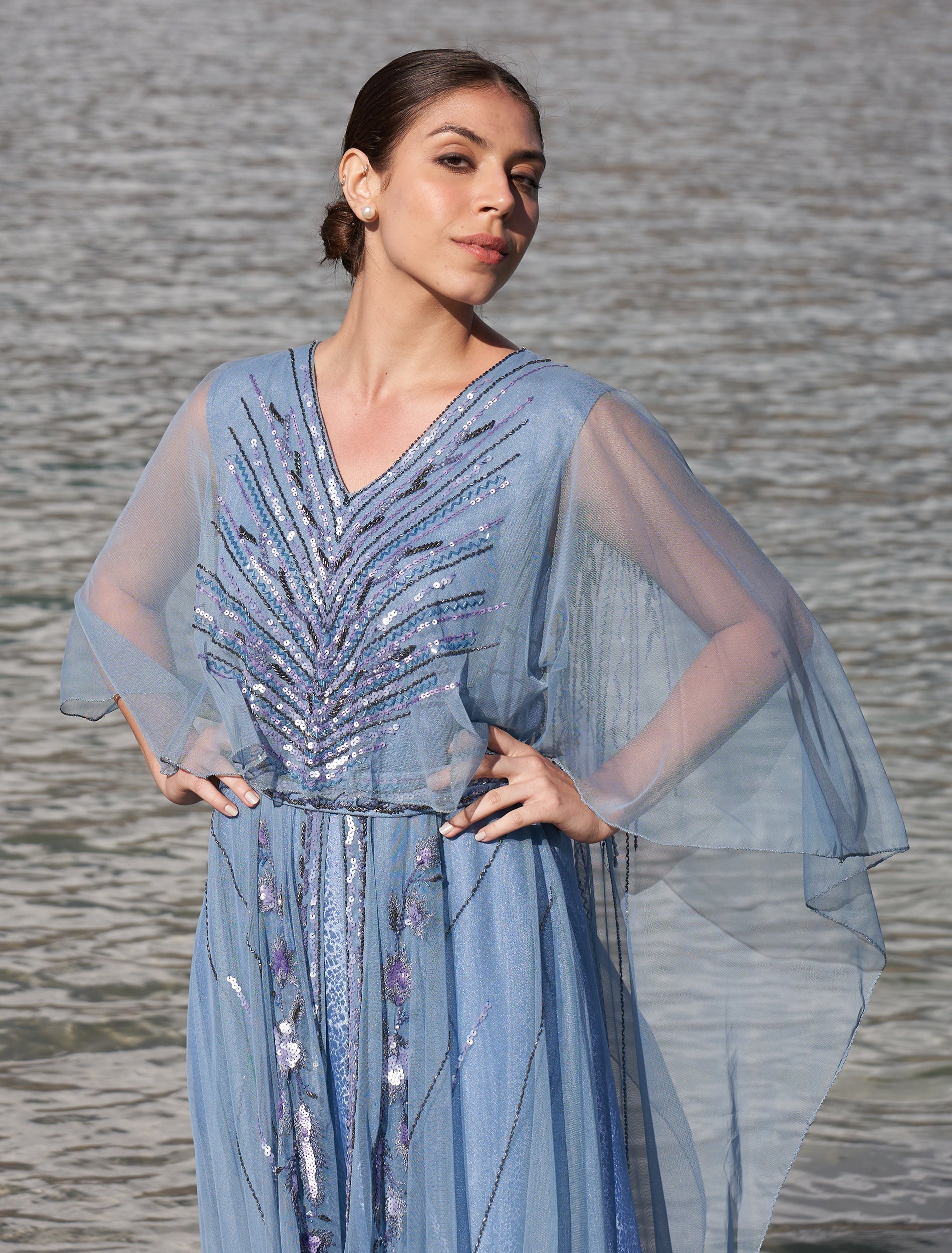 Shalky | Long Dress with Stunning Hand Embroidery for Evenings