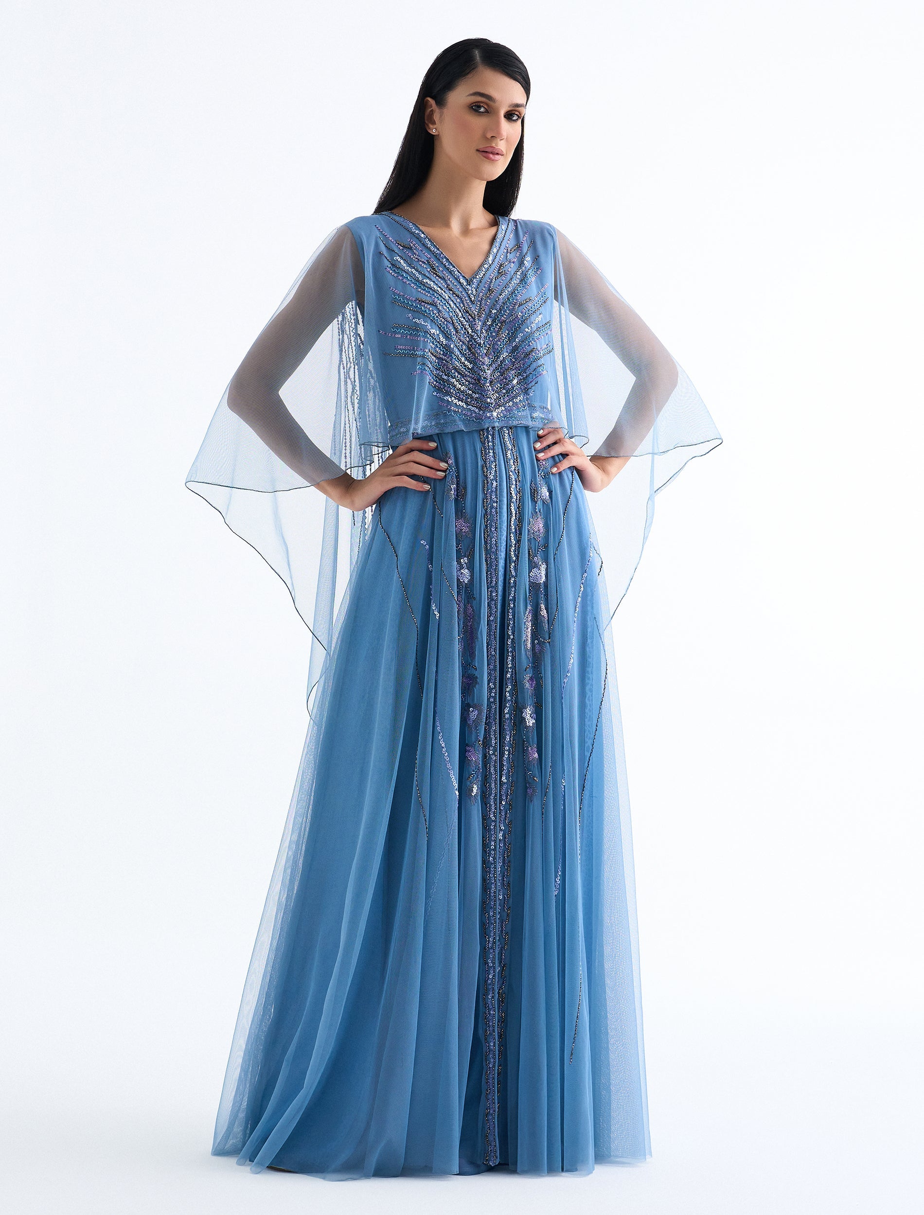 Shalky | Long Dress with Stunning Hand Embroidery for Evenings