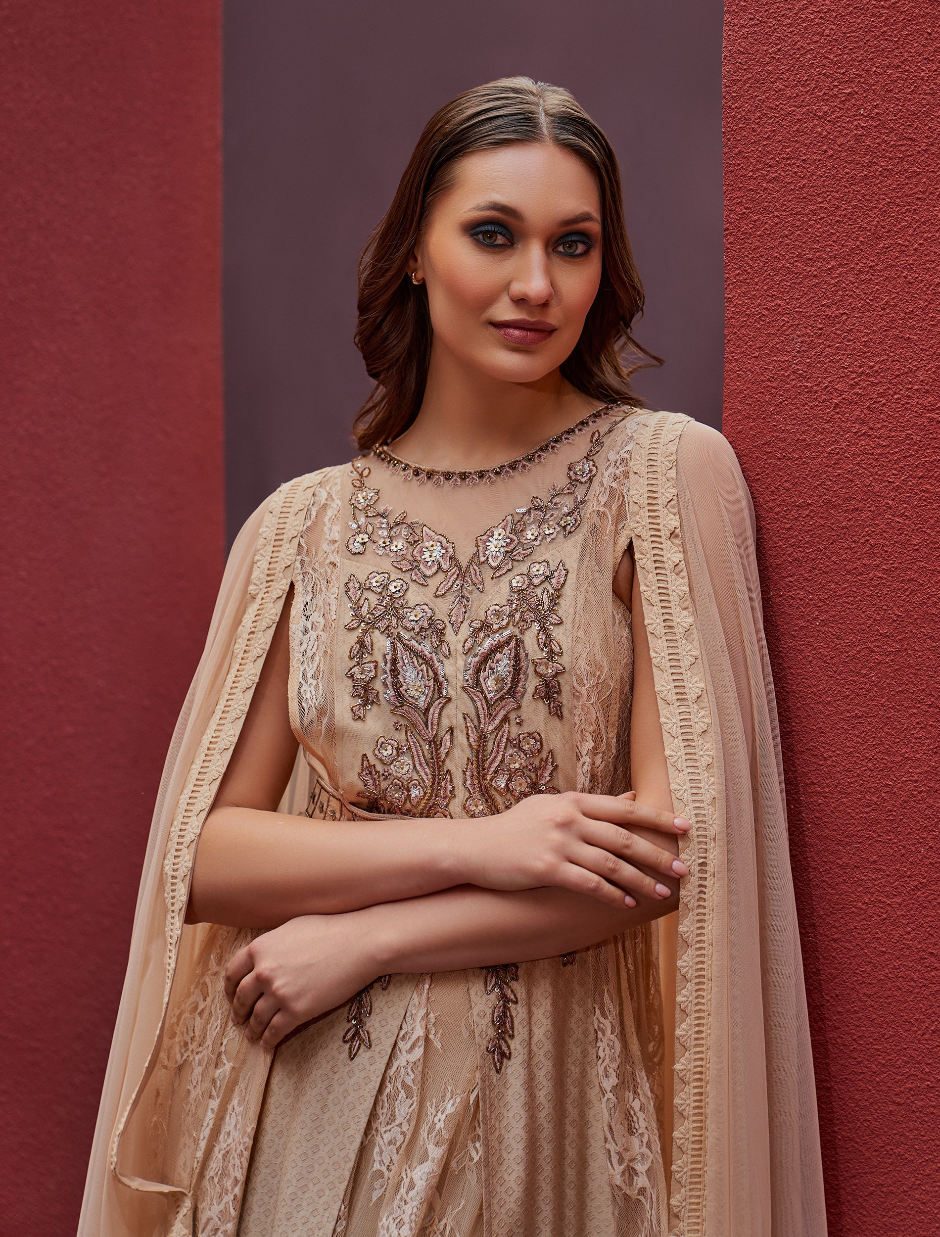 Shalky | Canel Dress-Beige Evening Dress