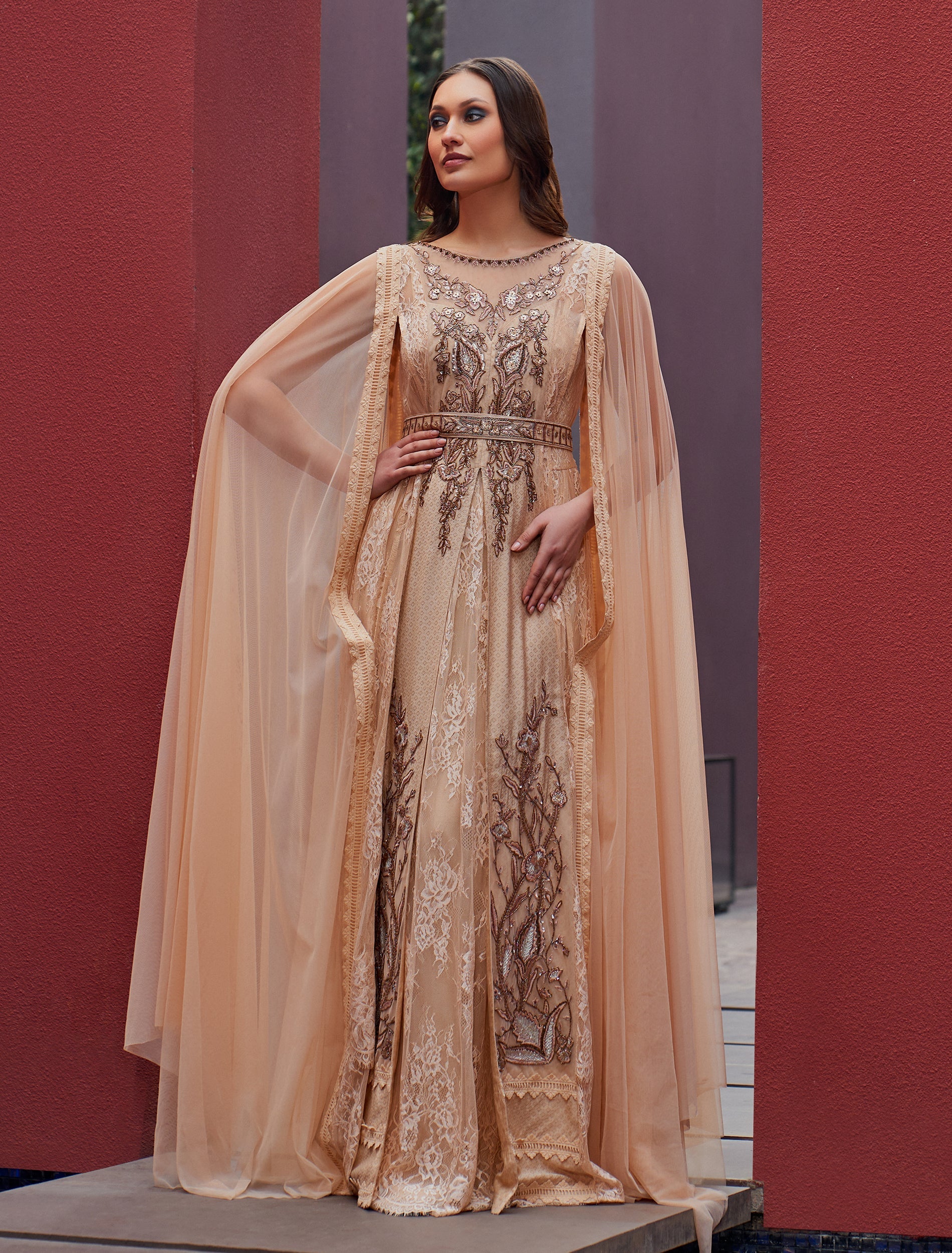 Shalky | Canel Dress-Beige Evening Dress