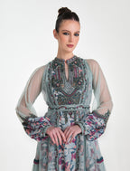 Shalky | Long-Sleeved Sky Evening Dress