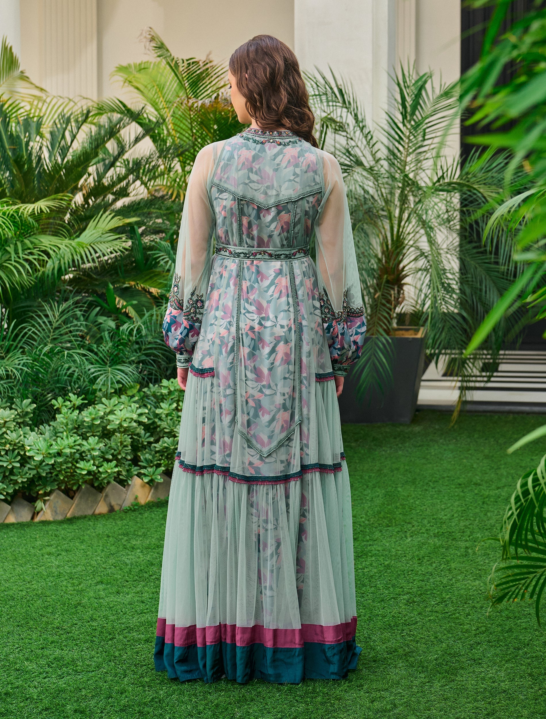 Shalky | Long-Sleeved Sky Evening Dress