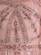 Shalky | Pleated Light Pink Evening Dress with Floral Cape