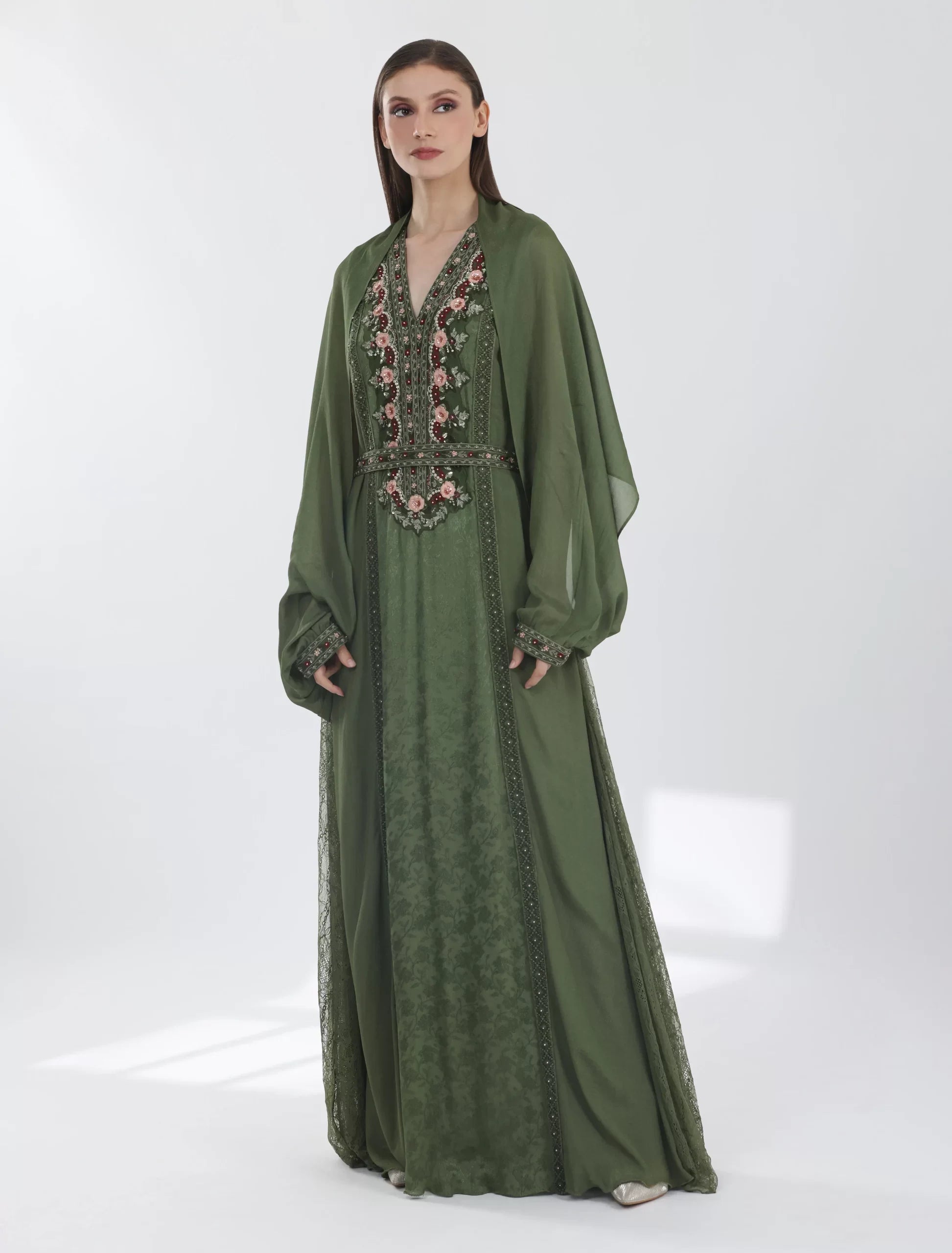 Shalky | Bella Dress-Olive Green Evening Gown