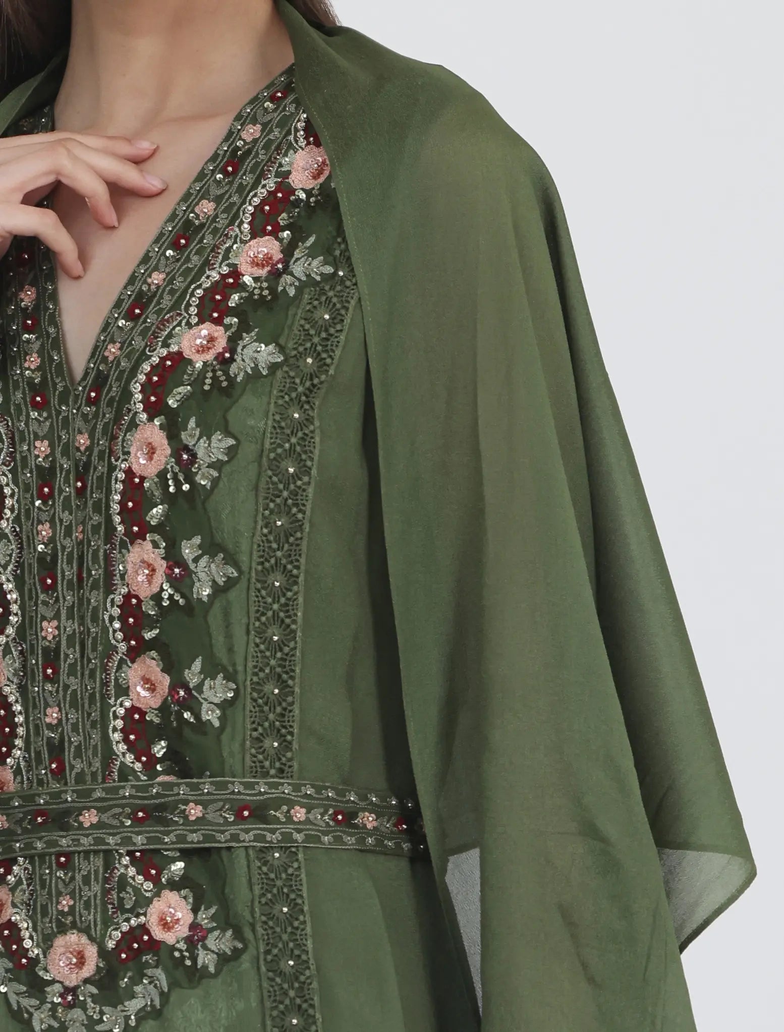 Shalky | Bella Dress-Olive Green Evening Gown