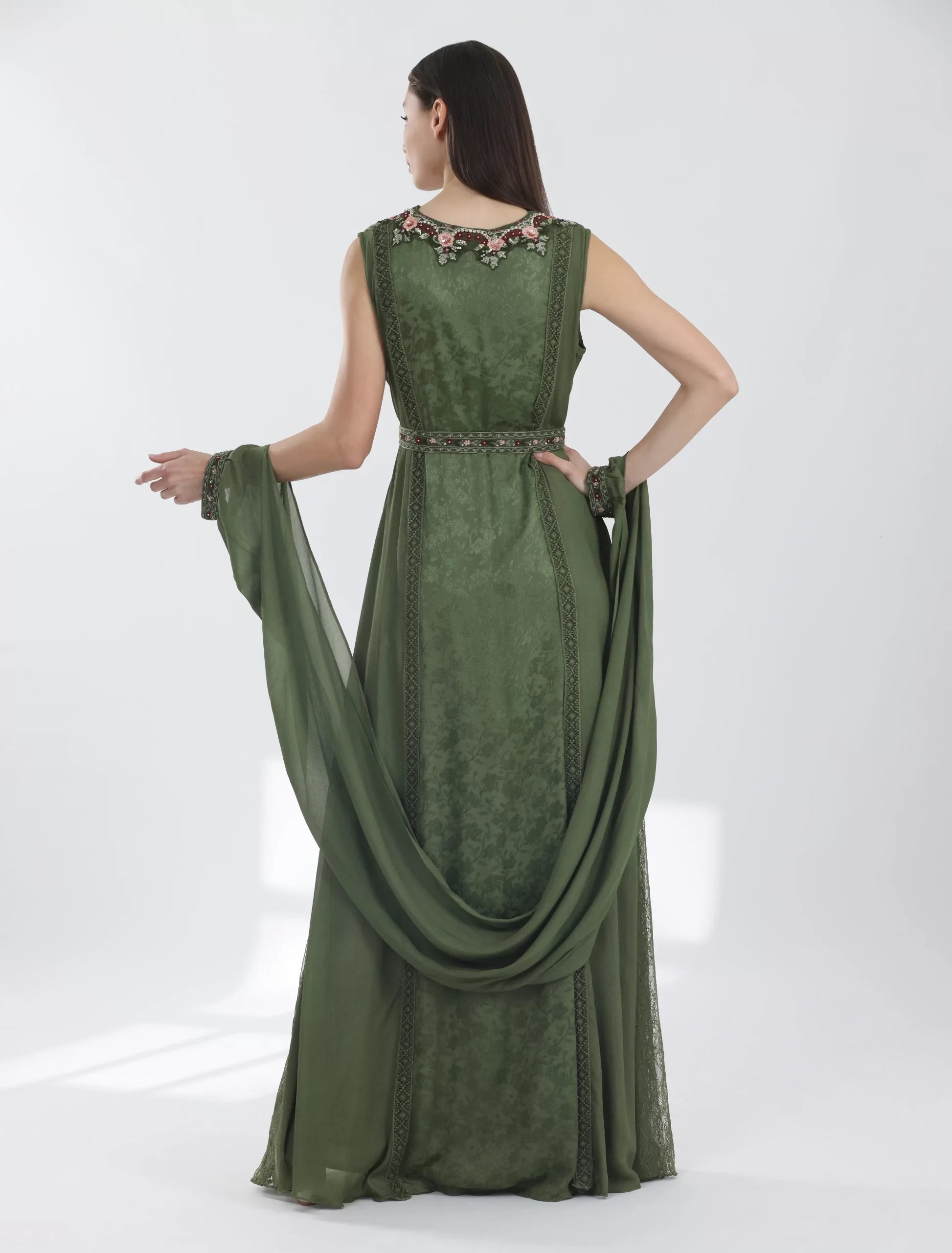 Shalky | Bella Dress-Olive Green Evening Gown