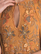 Shalky | Dark Orange Evening Dress with a Chiffon Cape