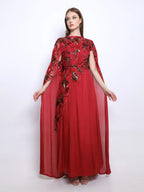 Shalky | Evening Dress with Elegant Long Tulle Cape