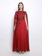 Shalky | Evening Dress with Elegant Long Tulle Cape