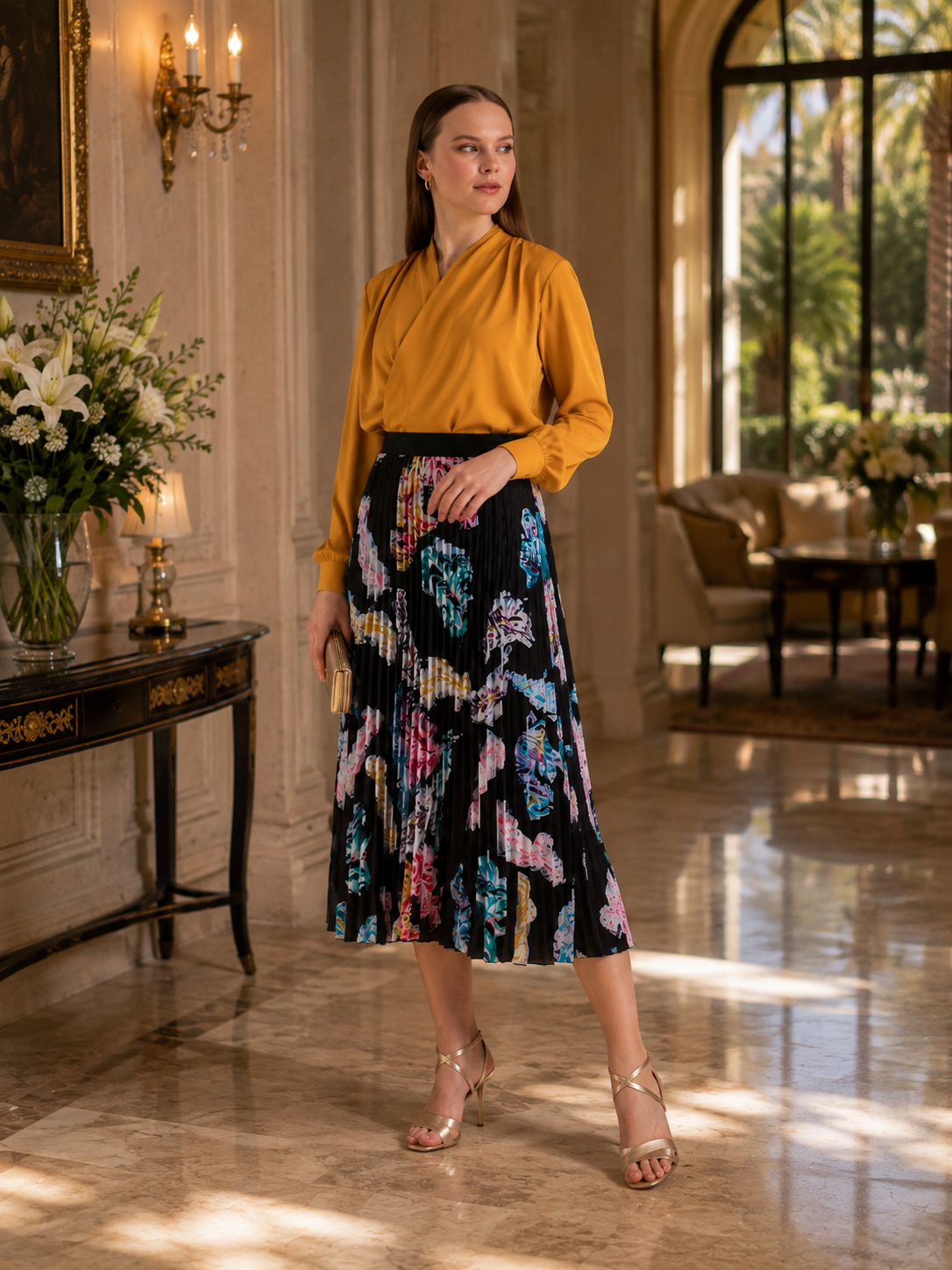 Elegance Skirt – Black Multi-Color