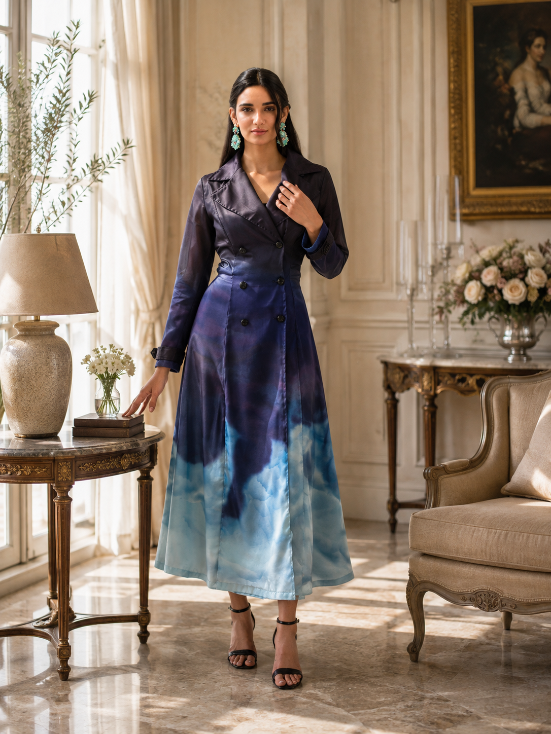 Nireen Dress – Navy & Sky Blue